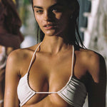 women's white string bikini top part of our sustainable bikini collection